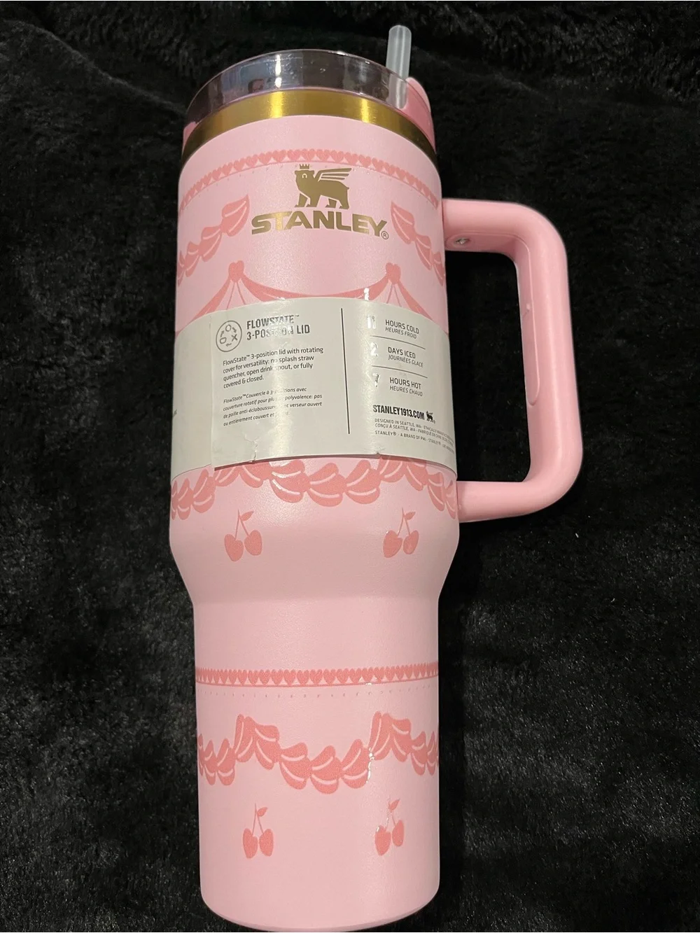Stanley Quencher H2.0 Tumbler - Pink Cherry Pattern - Picture 2 of 4